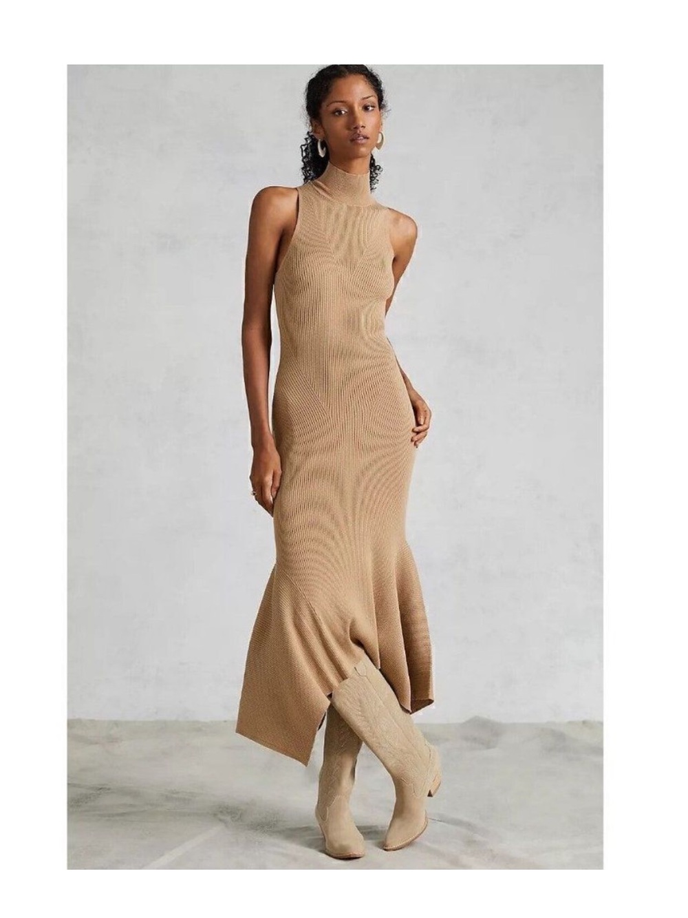 Anthropology Knit Ribbed Midi Dress